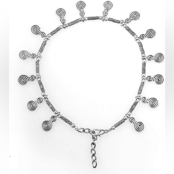 2 Indian Silver Tone Bell Charms Tassel Chain Anklet/Bracelet - Picture 2 of 3